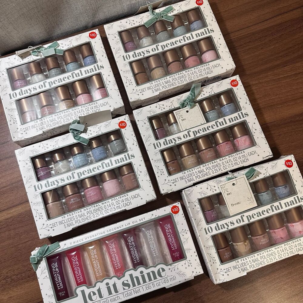 Self Love Rituals 10 Festive Nail Polishes and 7 Piece Coconut Lip Oil Set